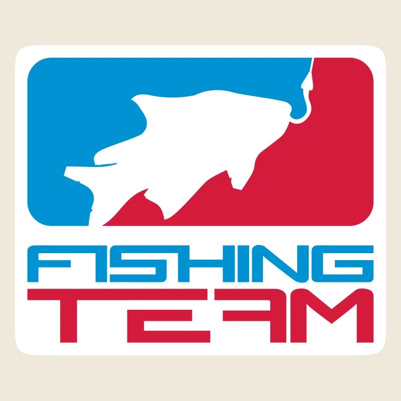 fishing team sport logo red blue caught fish