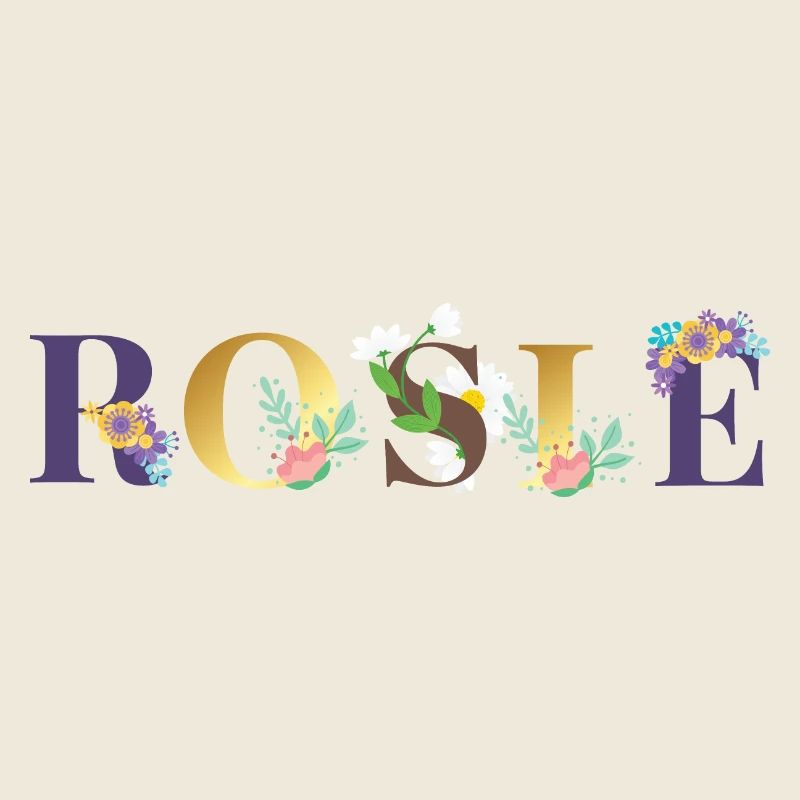 Art du nom ROSIE avec des fleurs brodées