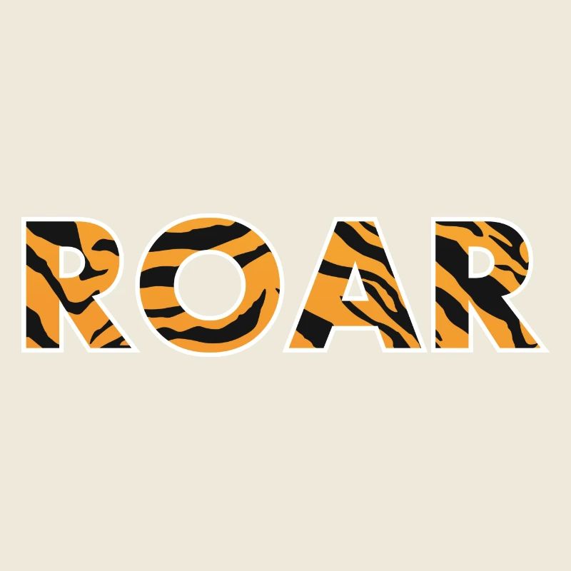 ROAR roar lettering tiger pattern stripes