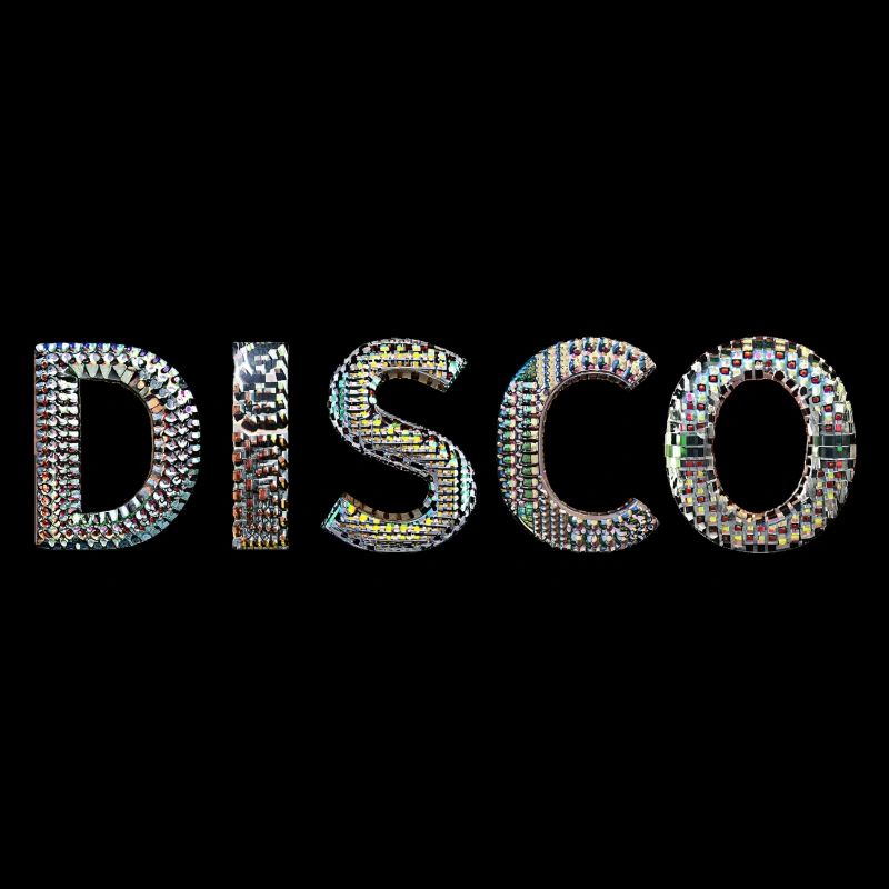 DISCO lettering disco ball look dancing mottofun