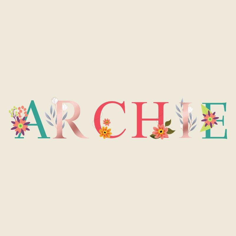 ARCHIE Nom Art avec fleurs brodées