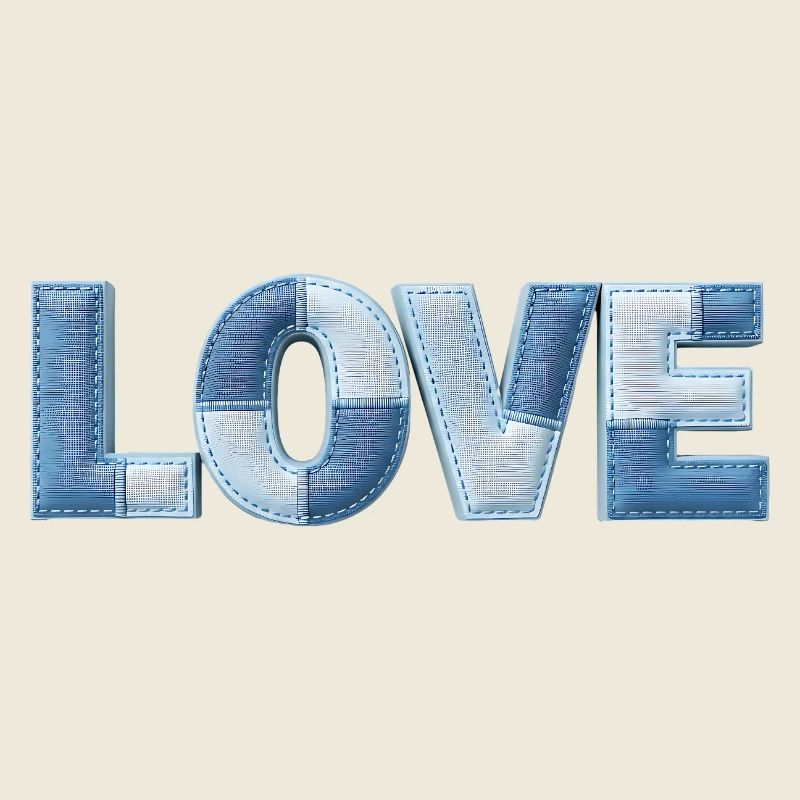 LOVE Patchwork Trend Schriftzug Stoff Look