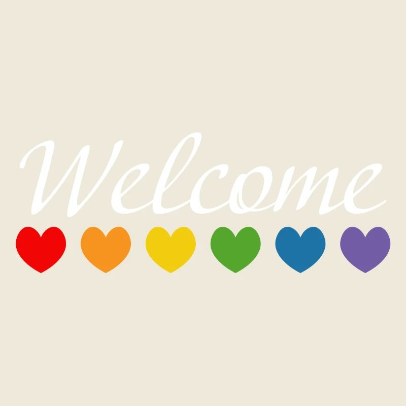 Rainbow Hearts Welcome blanc