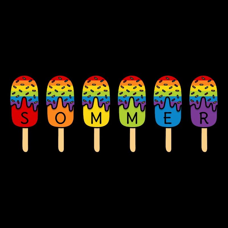 Eis essen - Regenbogen - bunt - Sommer - Eis