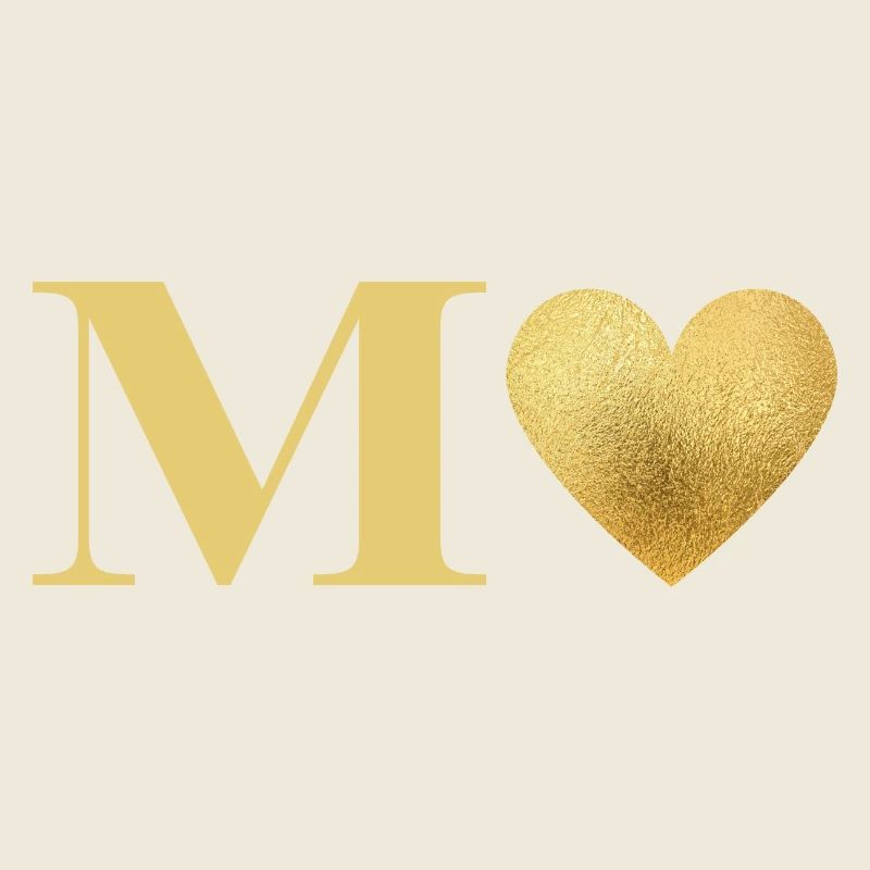 Letter m golden heart