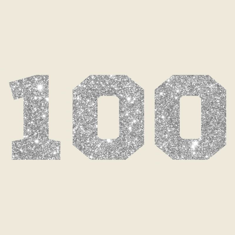Number 100 Silver Glitter - 100th Anniversary