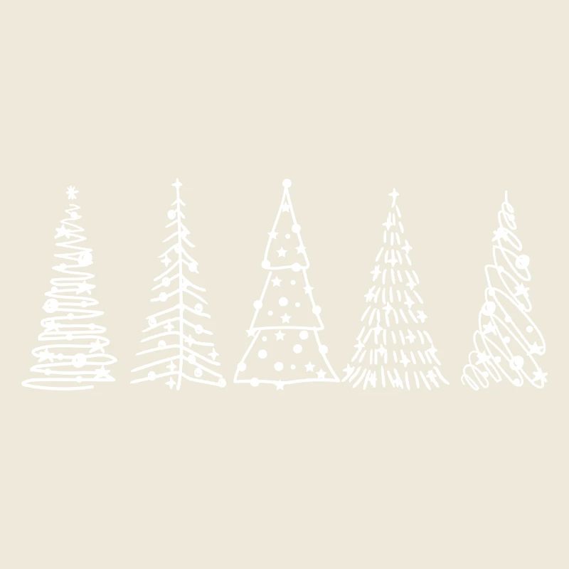 Line Art Christmas Trees on Black