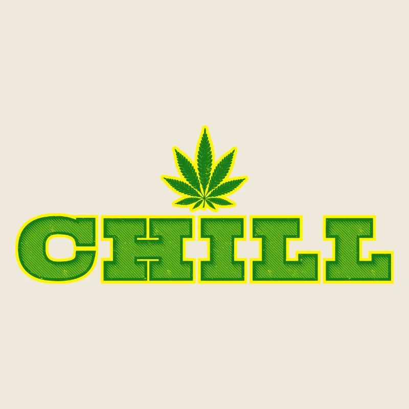 Feuille de cannabis et conception de la typographie Chill