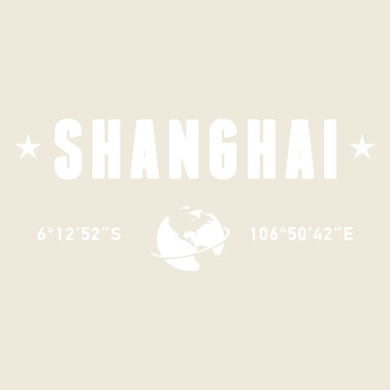 Shanghai China Coordinates Planet Earth White