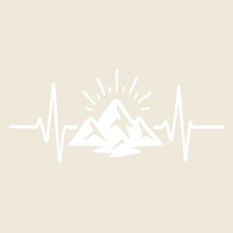 Heart pulse in mountain landscape