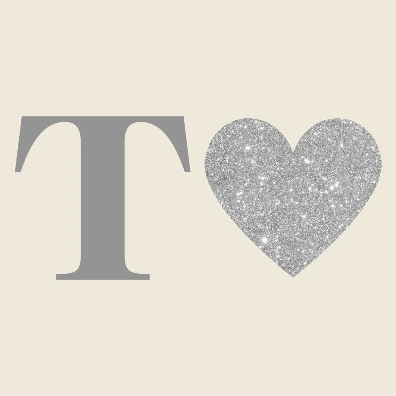 Silver Heart Letter T
