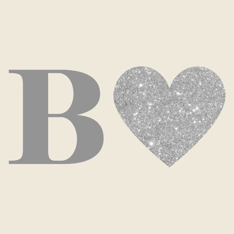 Letter b silver heart