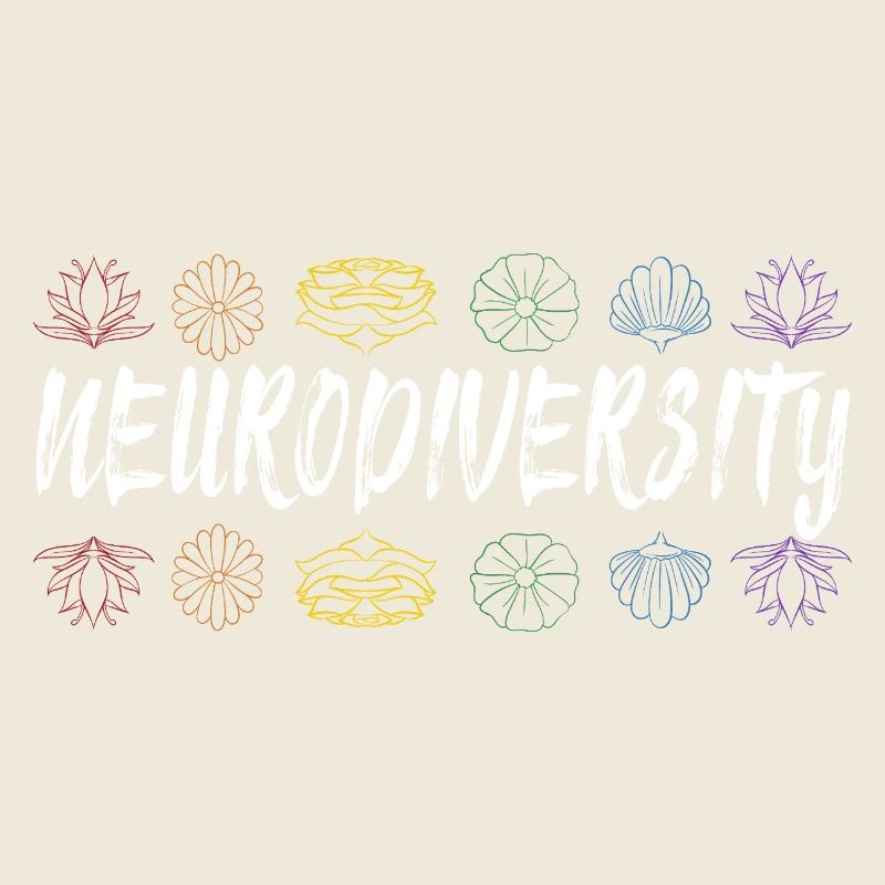 Neurodiversity Rainbow Floral Typography