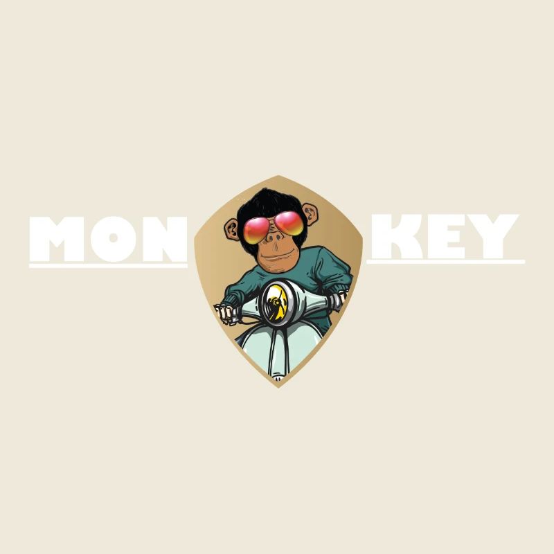 Monkey monkey with sunglasses on scooter