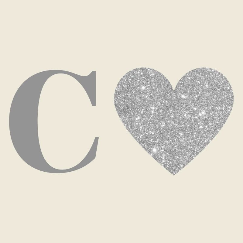 Letter c silver heart