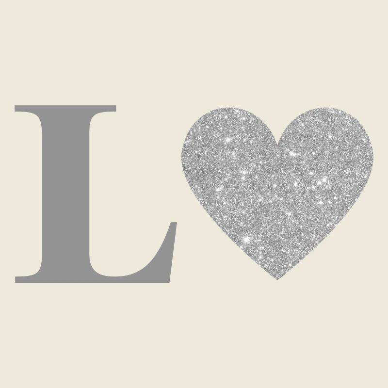 Letter l silver heart