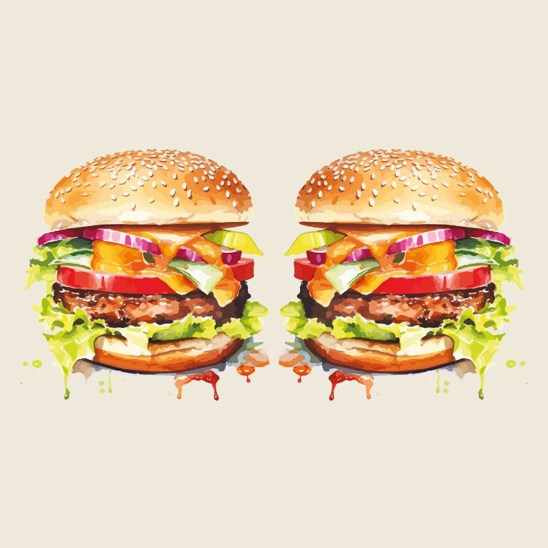 Burger Watercolor Explosion