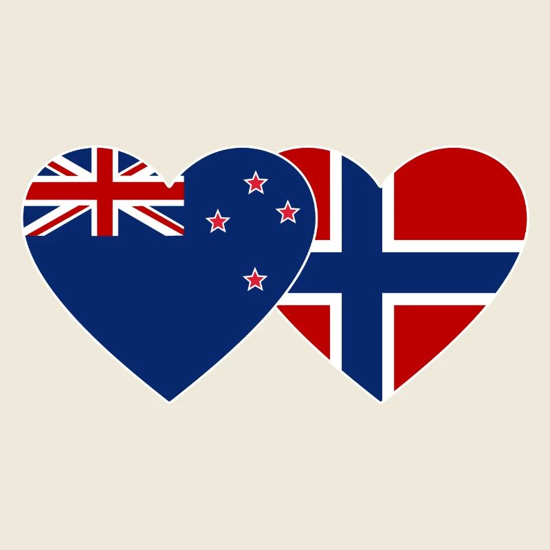 Neuseeland Norwegen Flagge Herz