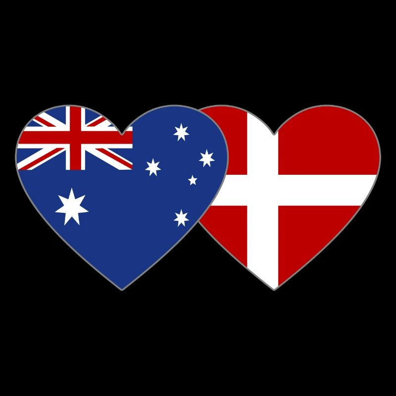 Australia Denmark Flag Heart