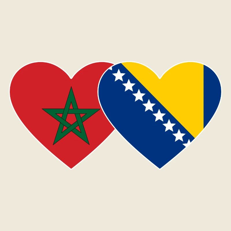 Marokko Bosnien Flagge Herz