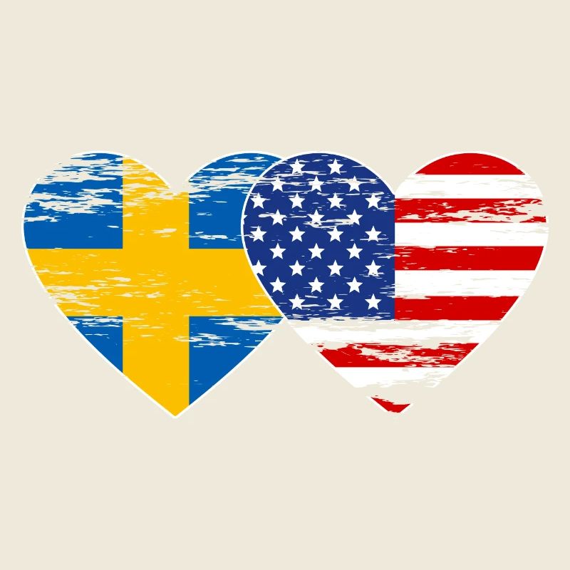Suède USA Drapeau Coeur Utilisé