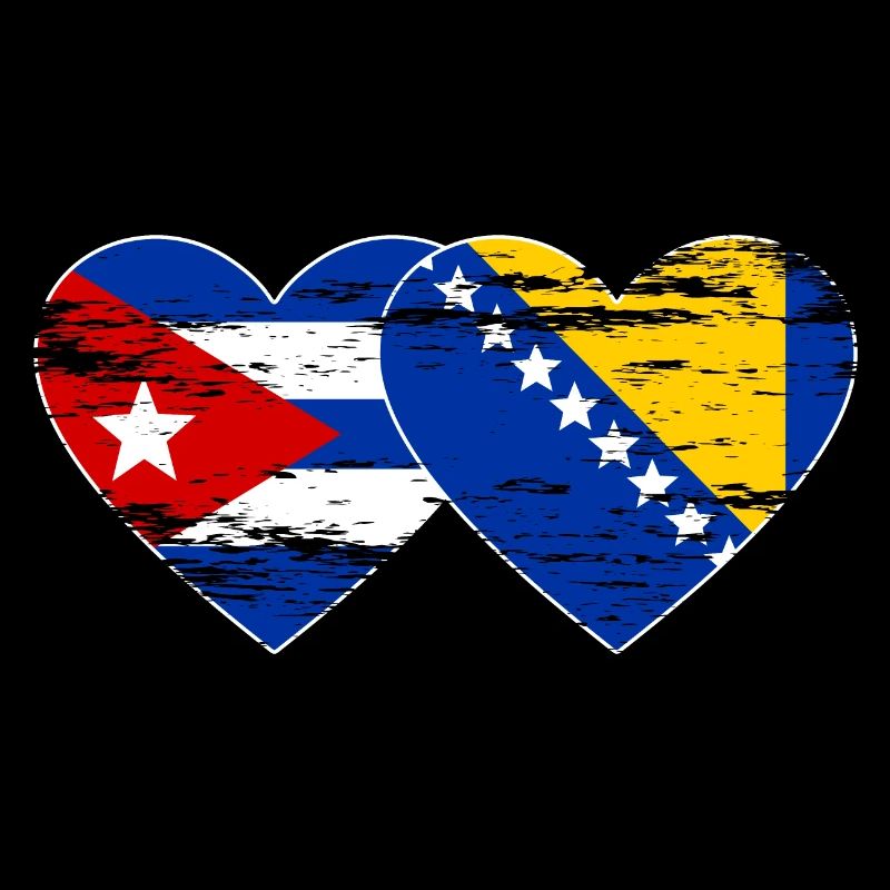 Cuba Bosnie drapeau coeur utilisé