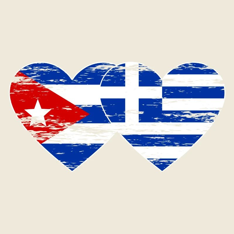 Cuba Grèce Drapeau Coeur Utilisé