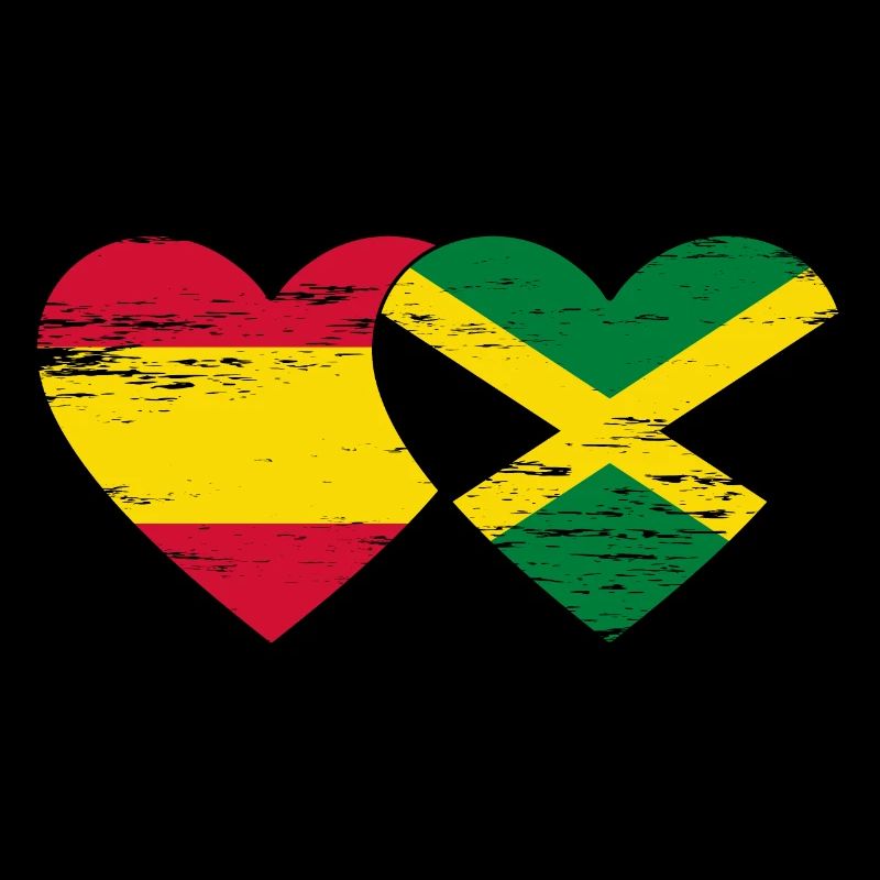 Espagne Jamaïque Drapeau Coeur utilisé