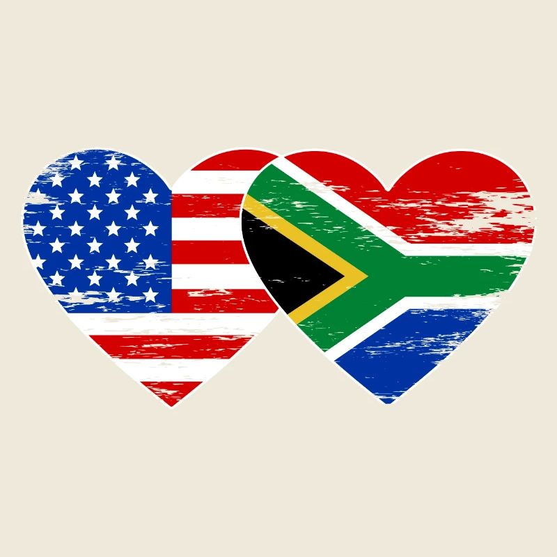 États-Unis Afrique du Sud drapeau coeur forme utilisé