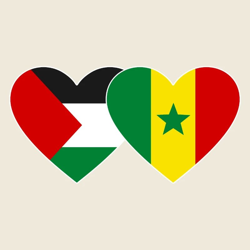 Palestine Sénégal Drapeau Coeur