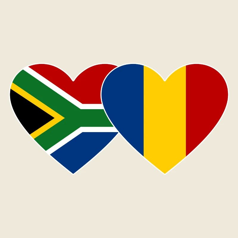 Afrique du Sud Tchad Drapeau Coeur Utilisé