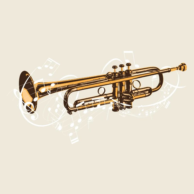 Musique avec trompette comme instrument à vent et notes
