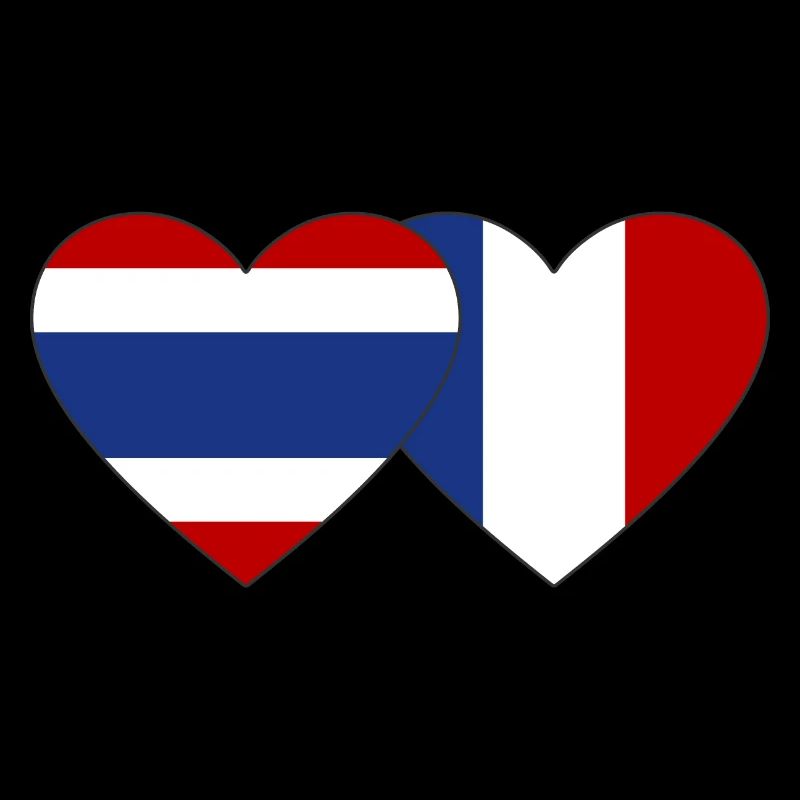 Thailand Frankreich Flagge Herz