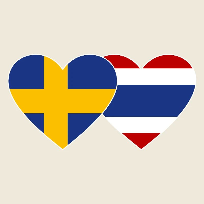 Coeur de drapeau Suède Thaïlande
