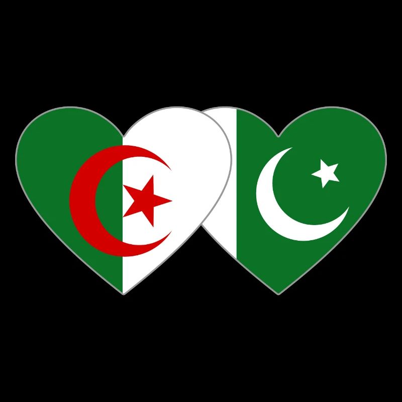 Algerien Pakistan Flagge Herz