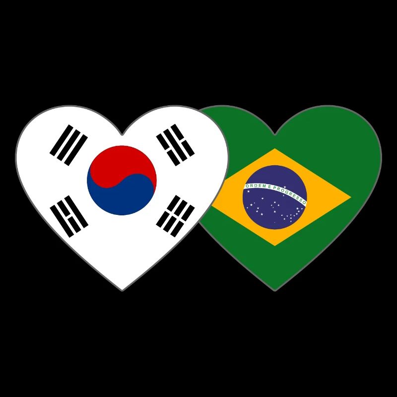 Corée du Sud Brésil Drapeau Coeur