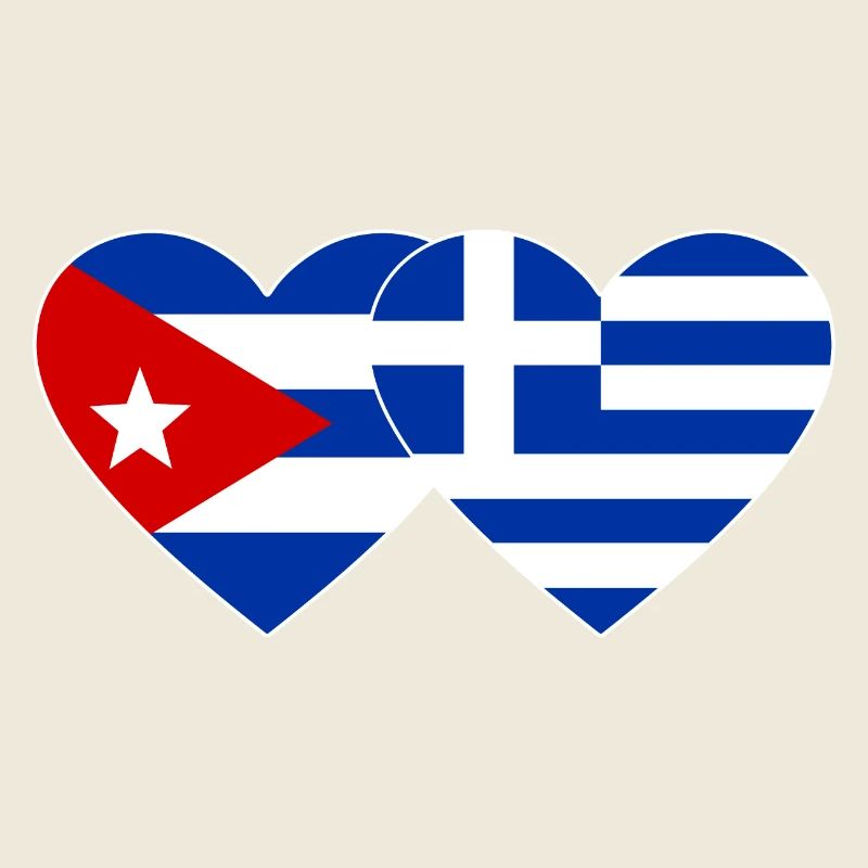 Cuba Grèce Drapeau Coeur