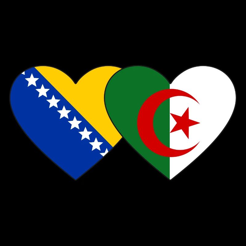 Bosnie Algérie Drapeau Coeur
