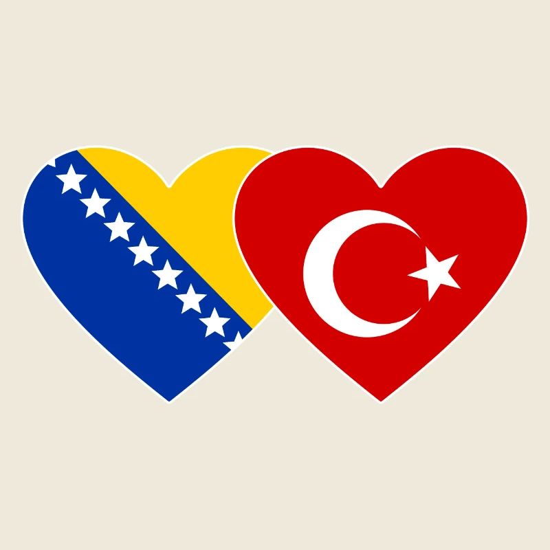 Bosnie Turquie drapeau coeur