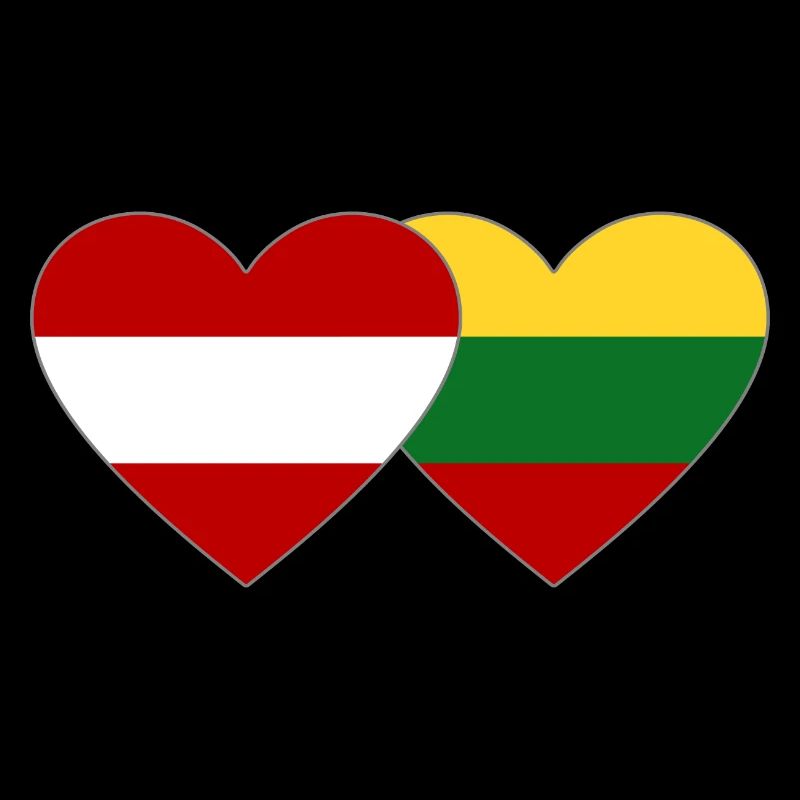 Austria Lithuania Flag Heart