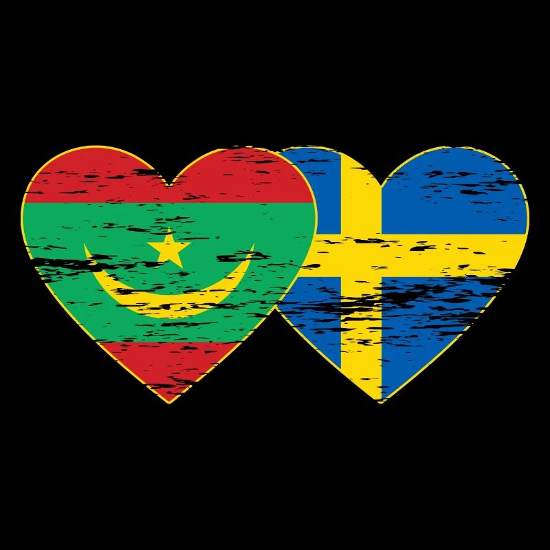Mauritanie Suède Drapeau Coeur utilisé