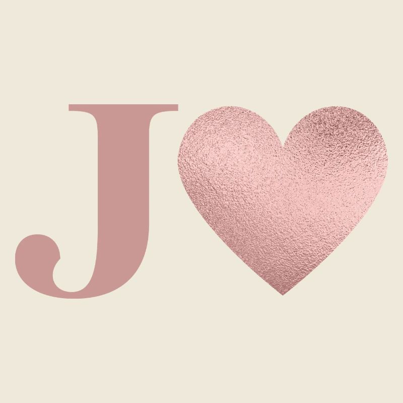 Letter j heart rose gold
