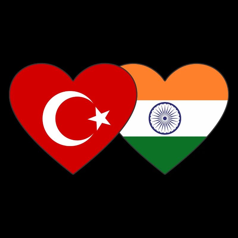 Turquie Inde Drapeau Coeur
