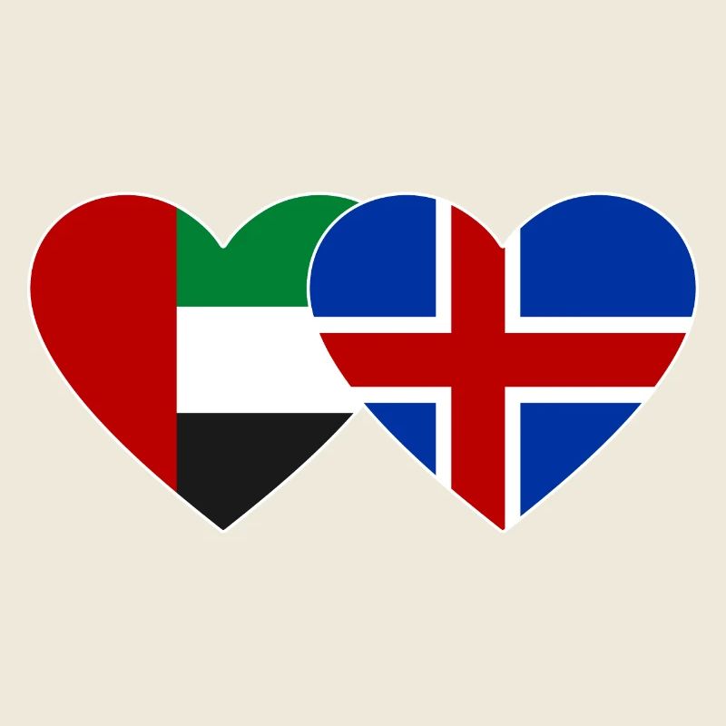 Émirats arabes unis Islande Drapeau Coeur