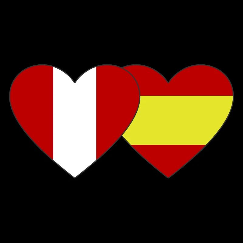 Pérou Espagne Drapeau Coeur