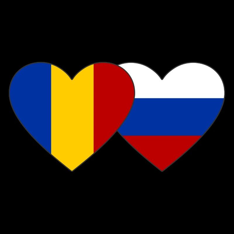Roumanie Russie Drapeau Coeur