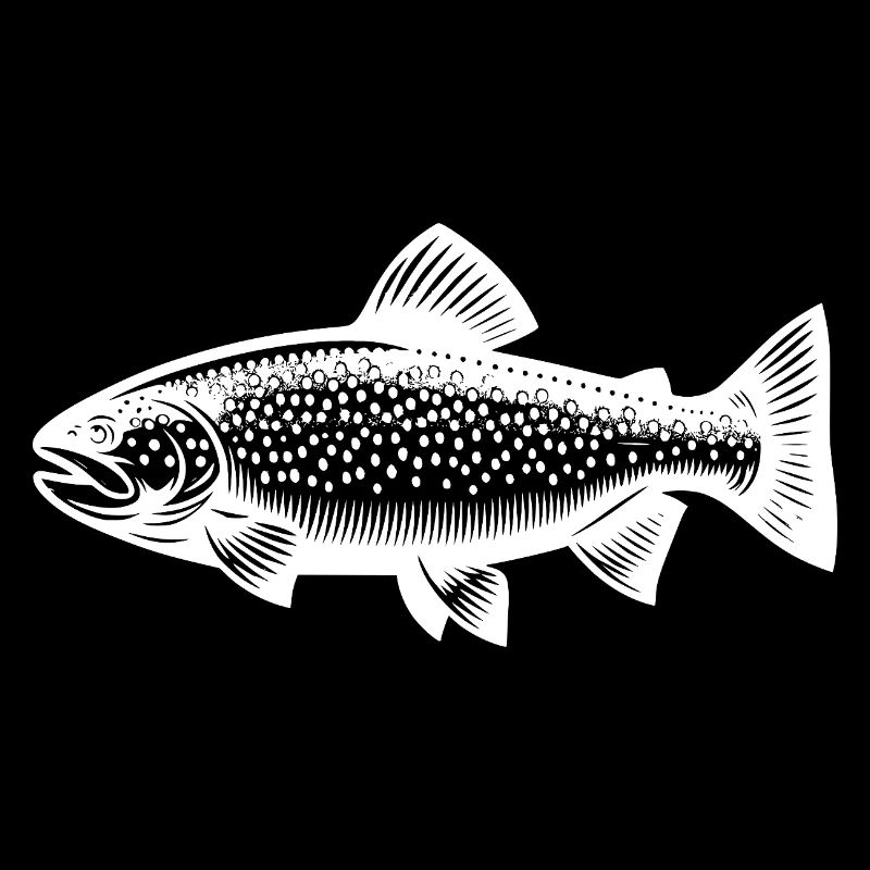 Truite arc-en-ciel vintage - Dessin de poisson de pêcheur