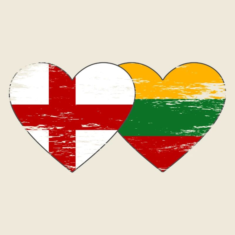 Angleterre Lituanie drapeau forme de coeur utilisé