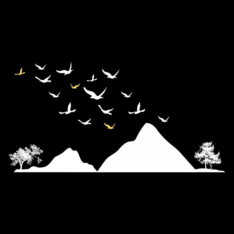 Birds - Mountains - Trees