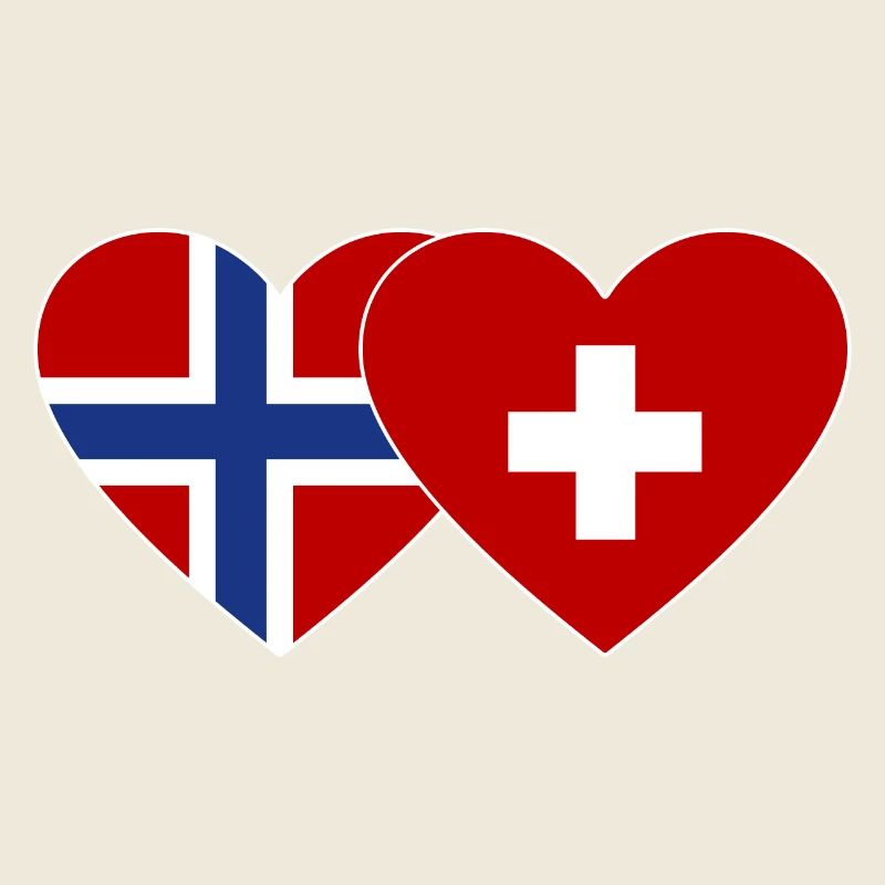 Norwegen Schweiz Flagge Herz